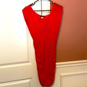 Joyce Leslie Ruched Coral Dress-Large